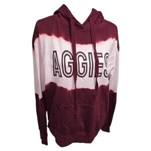 Aggies Texas A & M Burgundy White Sweater Colorblock Ombré Hoodie Size Medium